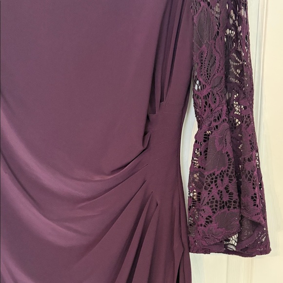 Ralph Lauren Long Sleeve Lace Dress in Deep Purple - Picture 4 of 5